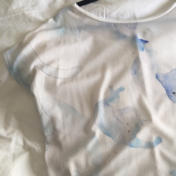 White Zara blouse/top with light print - Picture 4 of 5